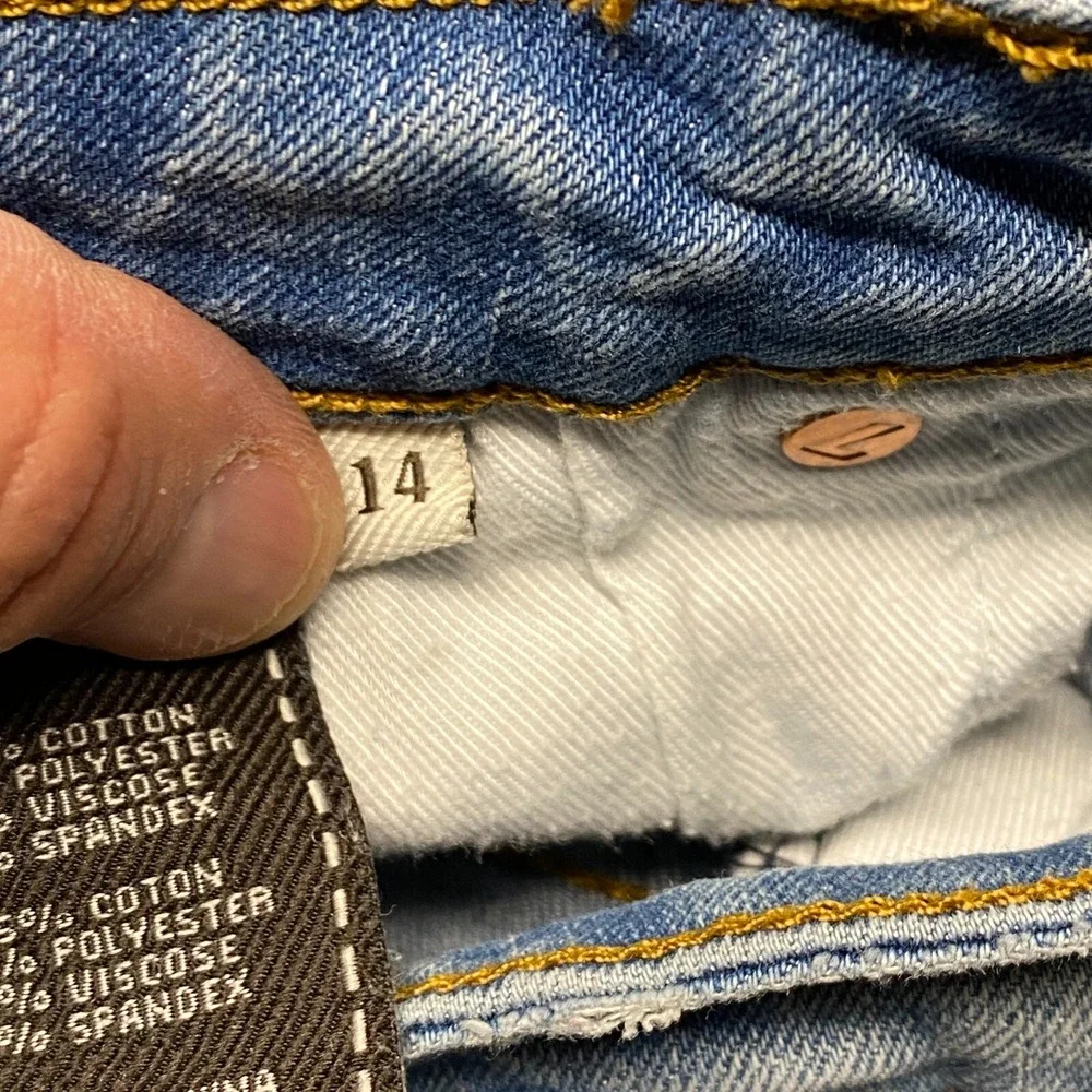 7 For All Mankind Kids Standard Light Wash Distressed Bootcut Jeans‎ Size 14